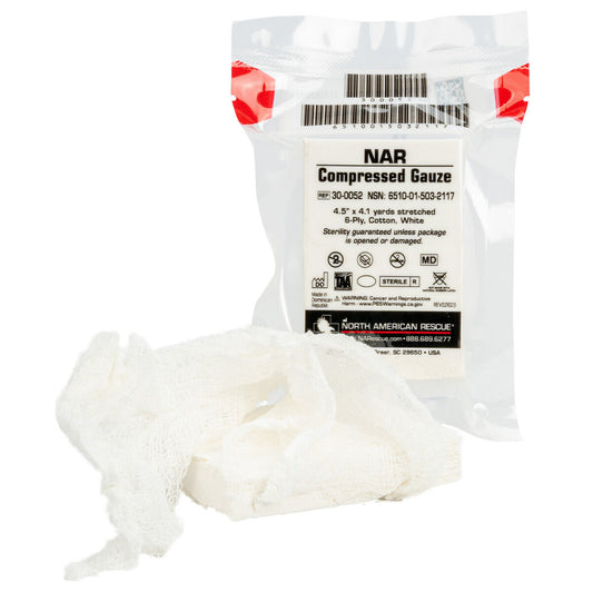 NORTH AMERICAN RESCUE: Compressed Gauze 4.5" x 4.1 Yards