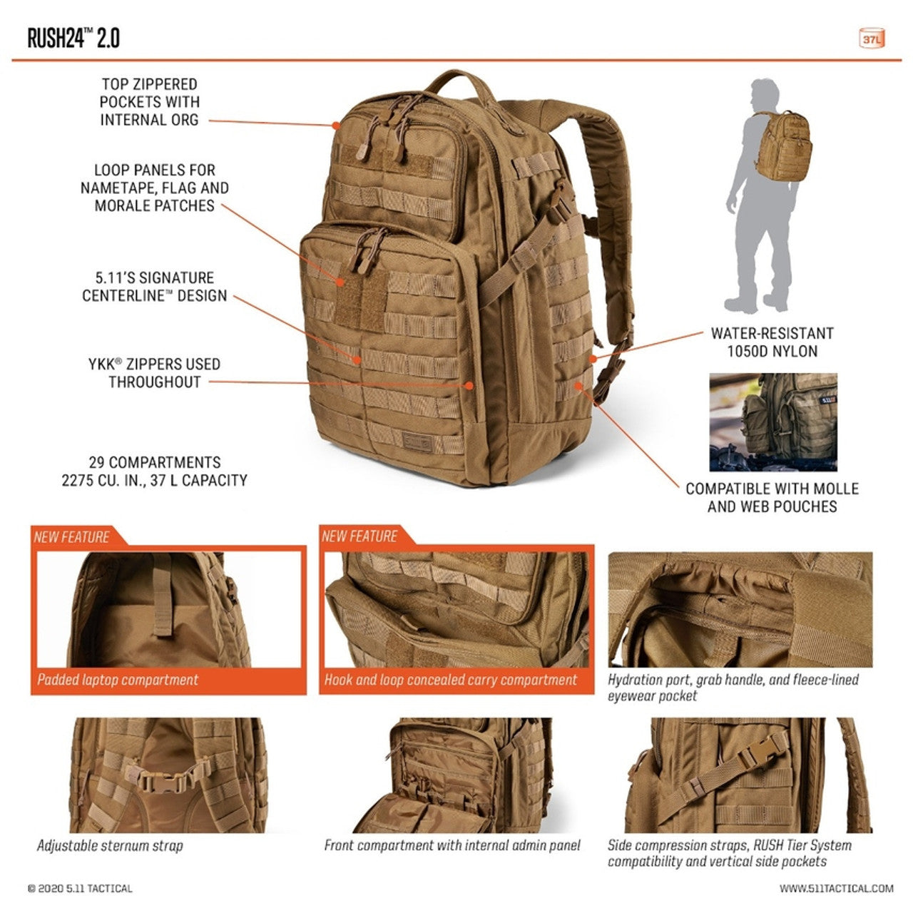 5.11 TACTICAL: Rush 24 Backpack, 37L