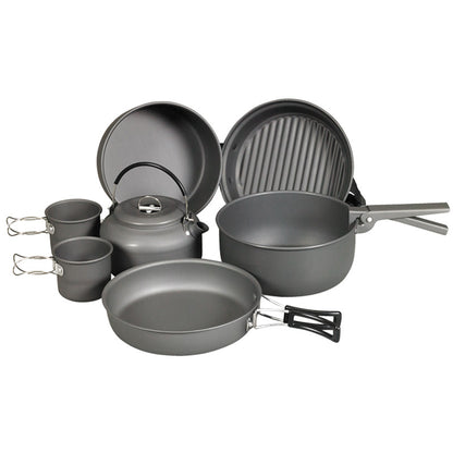 NDUR: 9 Piece Cookware Mess Kit With Kettle