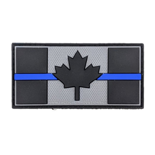 TACTICAL INNOVATIONS: Thin Blue Line Flag, PVC Morale Patch, 3” x 1.5”
