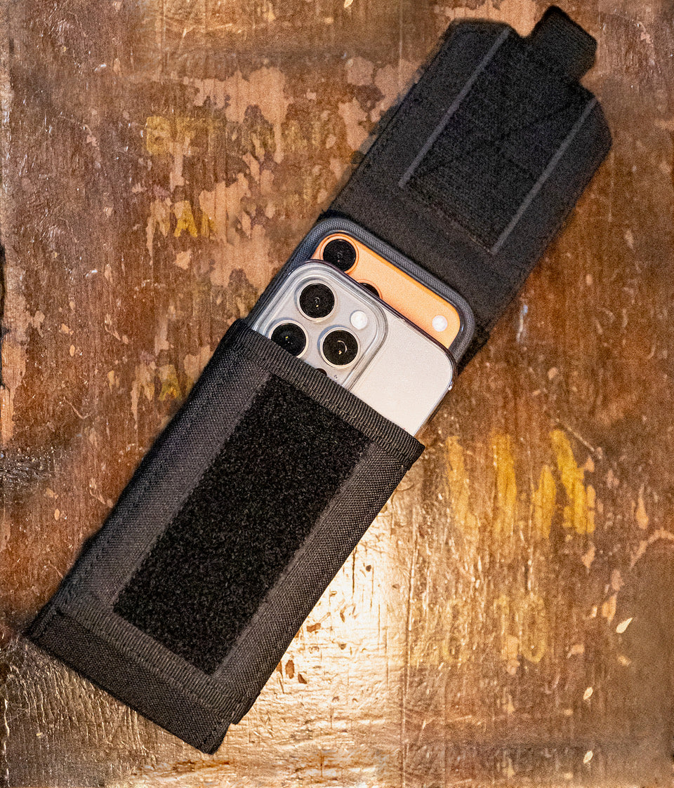 DOUBLE CELL PHONE POUCH (BLACK)