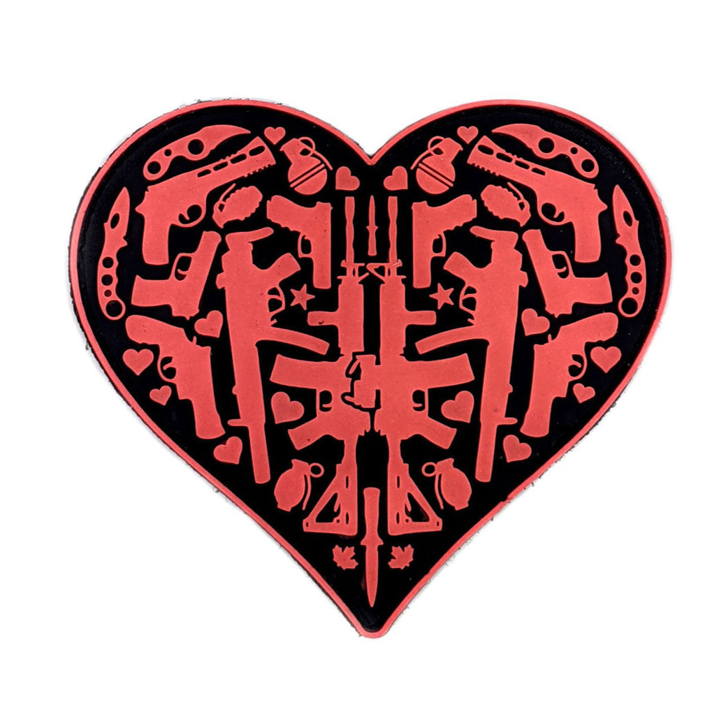 TACTICAL INNOVATIONS: Full Heart Love Guns, Grenades and Knives, PVC Morale Patch