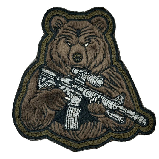 TACTICAL GEAR JUNKIE: Fuzzy Tactical Brown Bear Embroidered Patch 3.75"