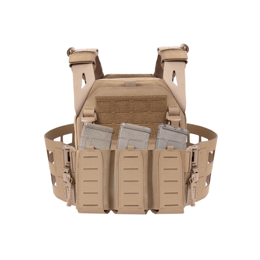 WARRIOR ASSAULT: Laser Cut (LPC) V2 Low Profile Plate Carrier with Ladder Sides and 5.56 Triple Bungee Magazine Pouch