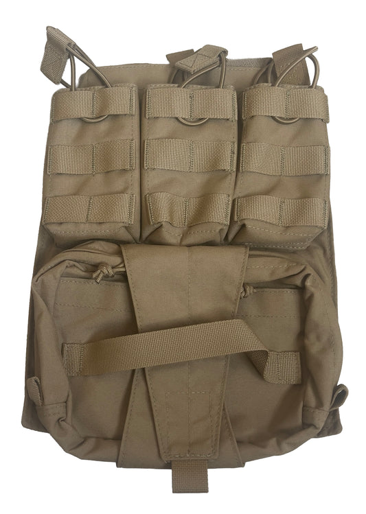 WARRIOR ASSAULT: Back Panel with Med Pouch and Triple M4 5.56 Mag Holder (Coyote)