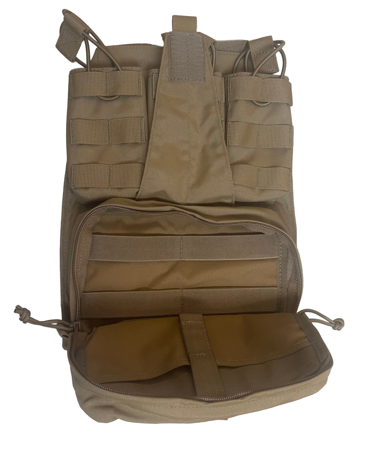 WARRIOR ASSAULT: Back Panel with Med Pouch and Triple M4 5.56 Mag Holder (Coyote)
