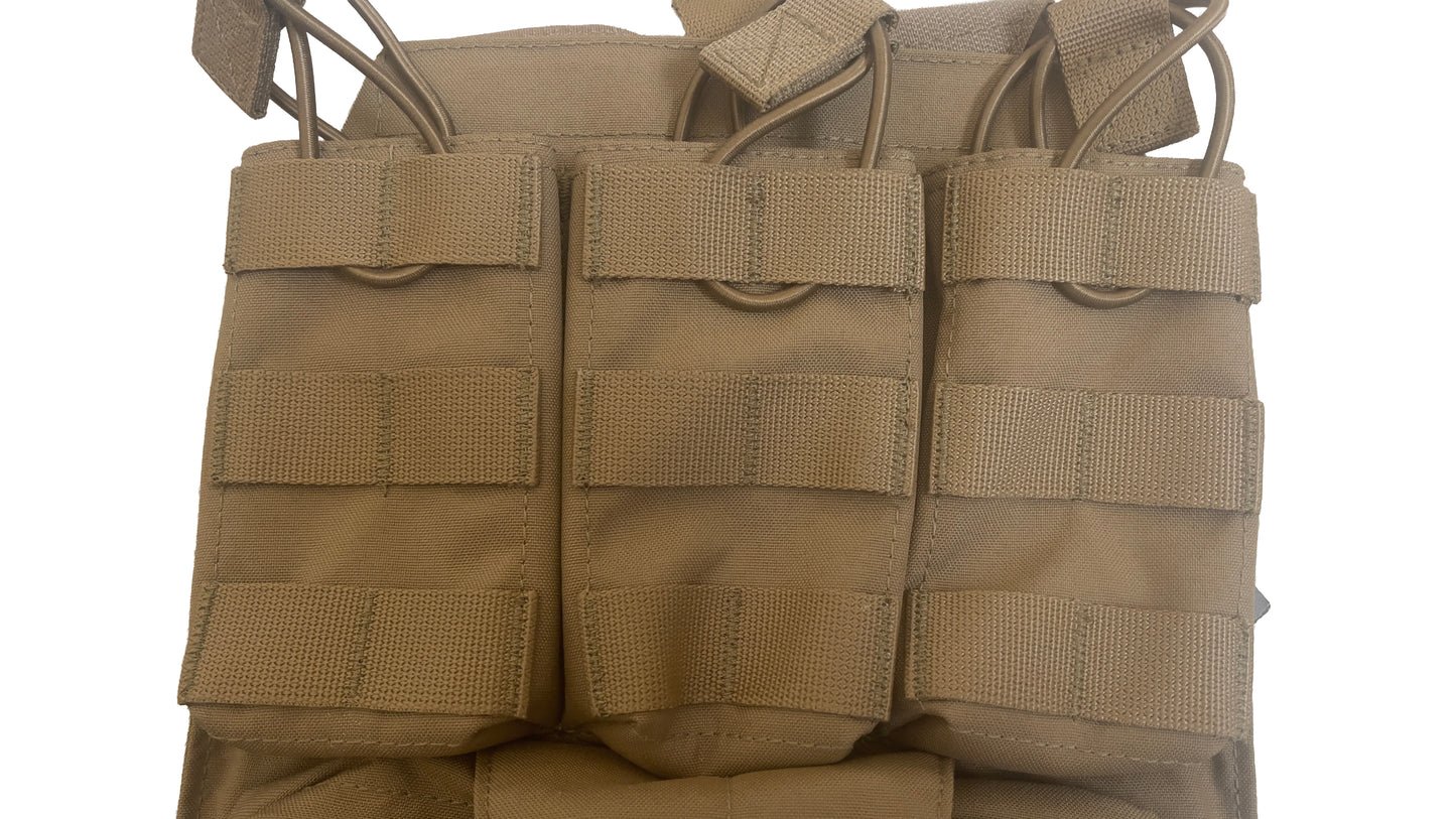 WARRIOR ASSAULT: Back Panel with Med Pouch and Triple M4 5.56 Mag Holder (Coyote)