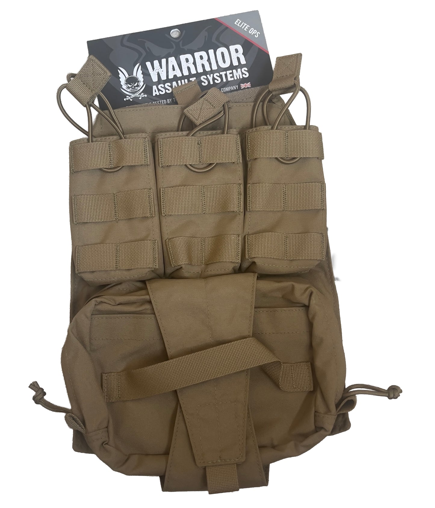 WARRIOR ASSAULT: Back Panel with Med Pouch and Triple M4 5.56 Mag Holder (Coyote)
