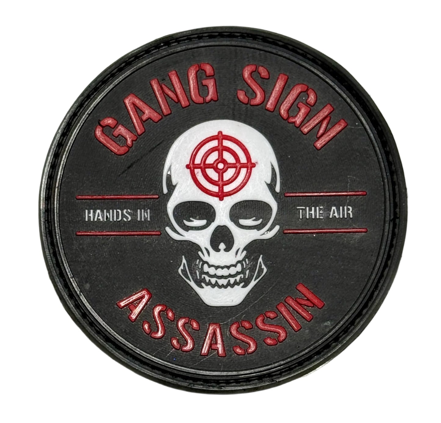 416 TACTICAL: Gang Sign Assassin PVC Morale Patch, 3-Inch Round