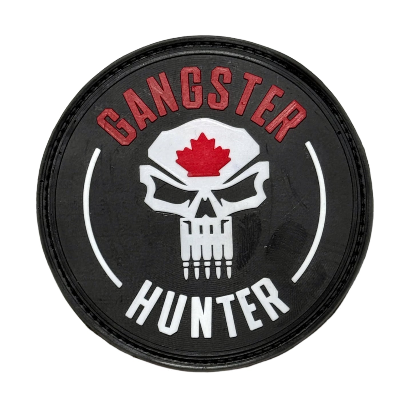 416 TACTICAL: Gangster Hunter PVC Morale Patch w/ Skull, 3" Round