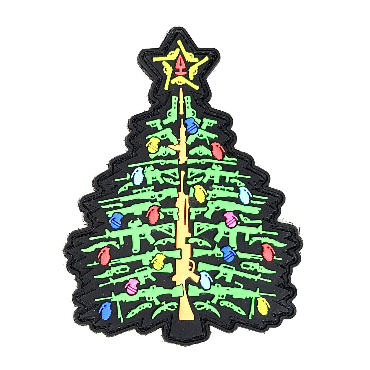 TACTICAL INNOVATIONS: Christmas Tree of Guns, PVC Morale Patch, Glow-in-the-Dark