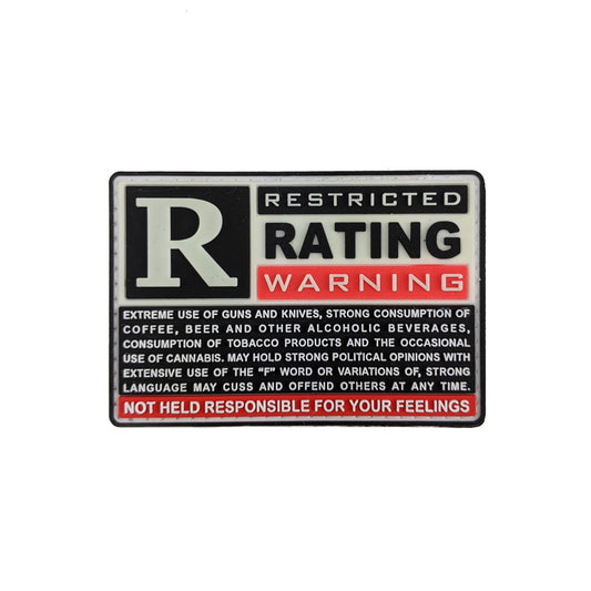 TACTICAL INNOVATIONS: "R" Rated Warning PVC Morale Patch, Glow in the Dark