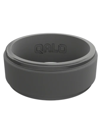 QALO: Men's Polished Step Edge Silicone Ring, Charcoal