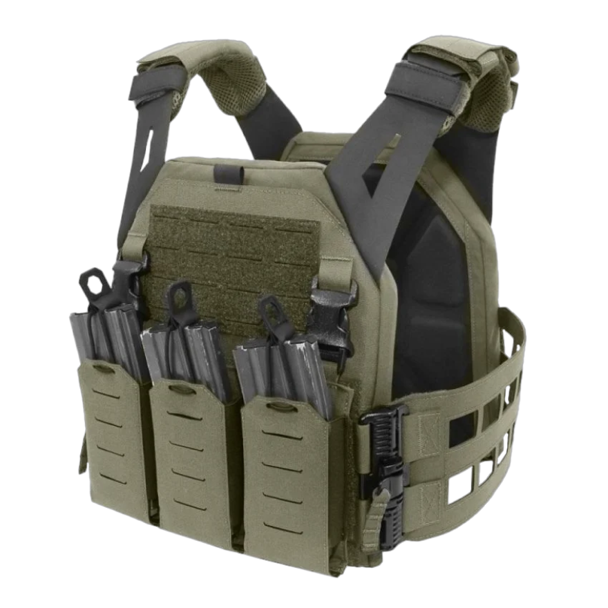 WARRIOR ASSAULT: Laser Cut (LPC) V2 Low Profile Plate Carrier with Ladder Sides and 5.56 Triple Bungee Magazine Pouch