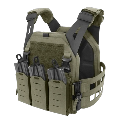 WARRIOR ASSAULT: Laser Cut (LPC) V2 Low Profile Plate Carrier with Ladder Sides and 5.56 Triple Bungee Magazine Pouch