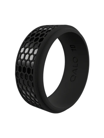 QALO: Men's Black Hex Silicone Ring