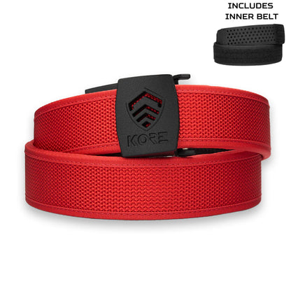 KORE ESSENTIALS: C1 Buckle / Red Competition Belt 1.5" Complete Kit, 24" - 48"