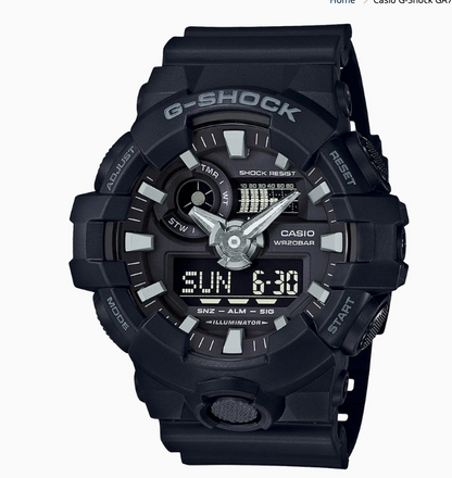 CASIO G-SHOCK: GA700-1B Analog-Digital Dial Quartz 200M Watch, Black