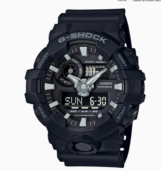 CASIO G-SHOCK: GA700-1B Analog-Digital Dial Quartz 200M Watch, Black
