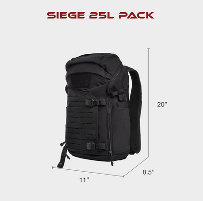 VERTX: Siege Tactical Backpack, 25 L (Black, Coyote, Wolf Grey)