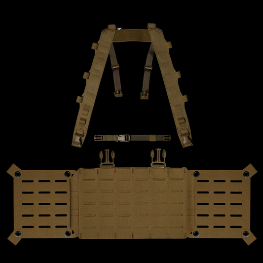 CARCAJOU TACTICAL: Chest Rig Base Bundle, MOLLE 6 / V.2 Wings, 3 Columns