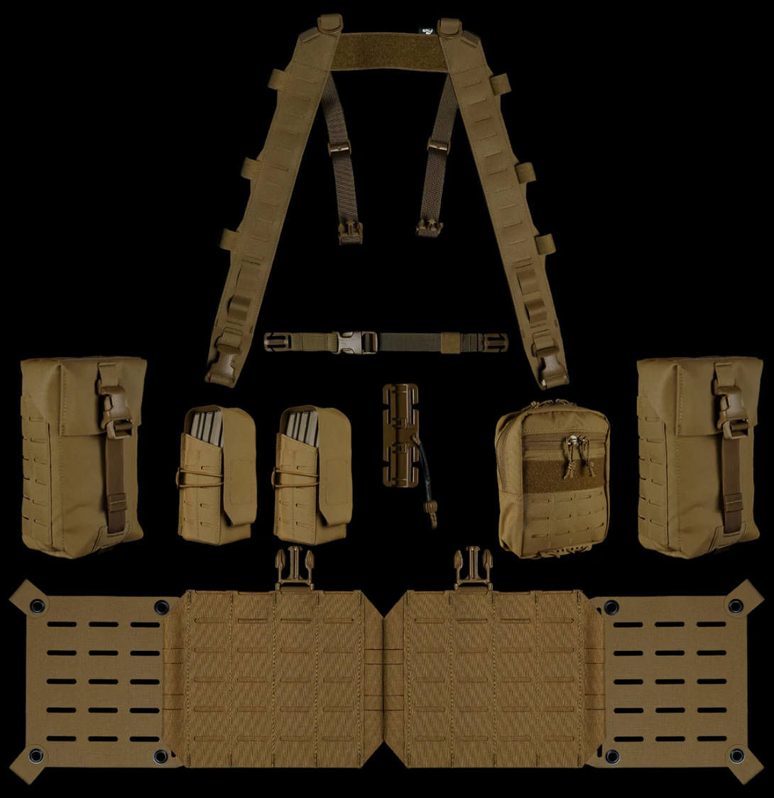 CARCAJOU TACTICAL: Split Chest Rig Bundle (Variant 2), Coyote Brown