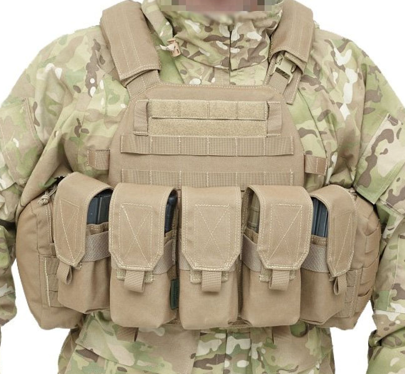 WARRIOR ASSAULT: DCS Special Forces Plate Carrier Combo, Base w/ Covered 5.56 M4 Mag Pouches, 2 Utility Pouches
