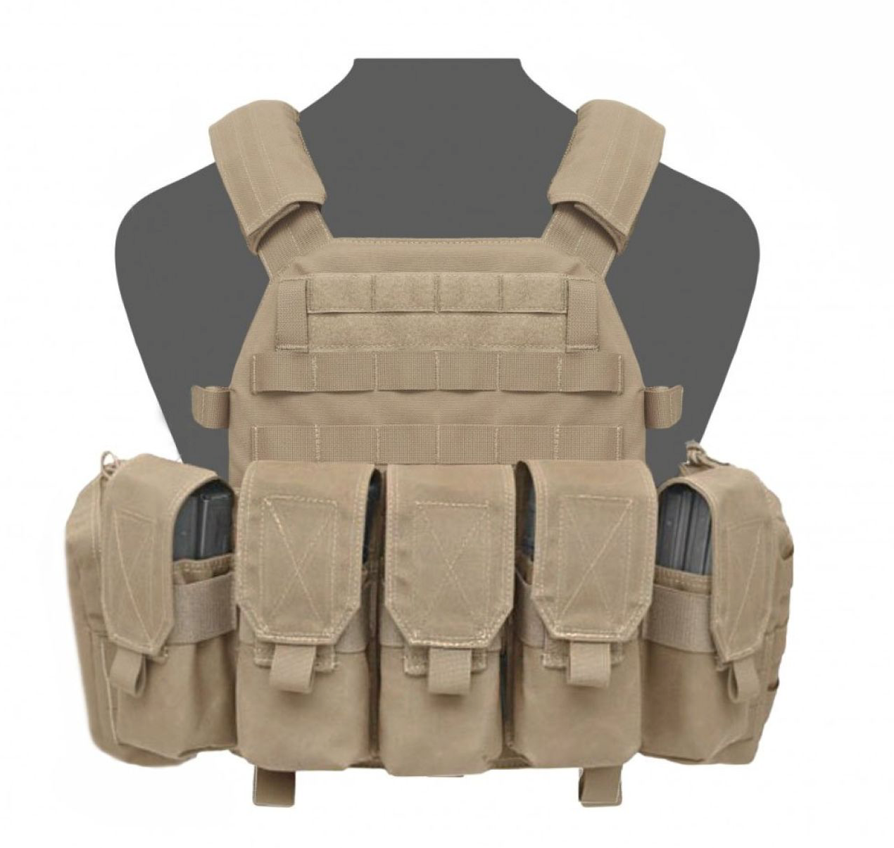 WARRIOR ASSAULT: DCS Special Forces Plate Carrier Combo, Base w/ Covered 5.56 M4 Mag Pouches, 2 Utility Pouches