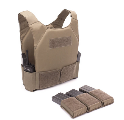 WARRIOR ASSAULT: CPC TVMP Covert Plate Carrier w/ Triple 5.56 Open Velcro Mag Pouch