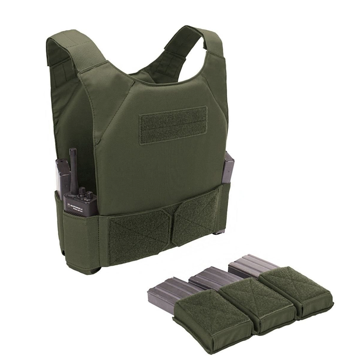 WARRIOR ASSAULT: CPC TVMP Covert Plate Carrier w/ Triple 5.56 Open Velcro Mag Pouch