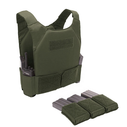 WARRIOR ASSAULT: CPC TVMP Covert Plate Carrier w/ Triple 5.56 Open Velcro Mag Pouch