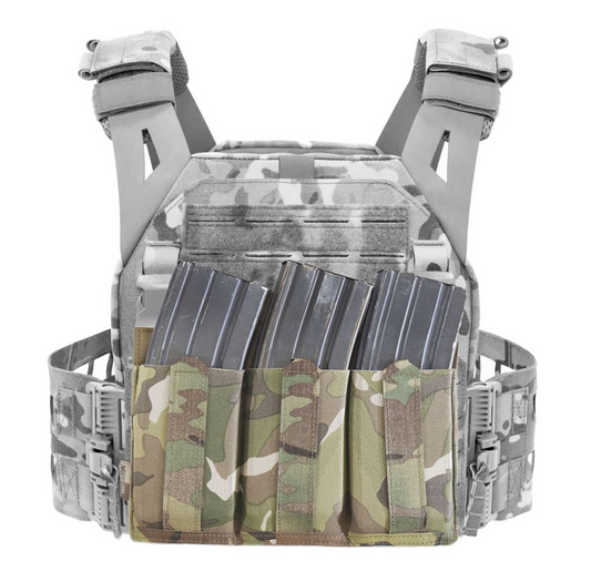 WARRIOR ASSAULT: Laser Cut Detachable Front Panel, Triple Bungee, Low Profile Elastic 5.56 Mag Pouch