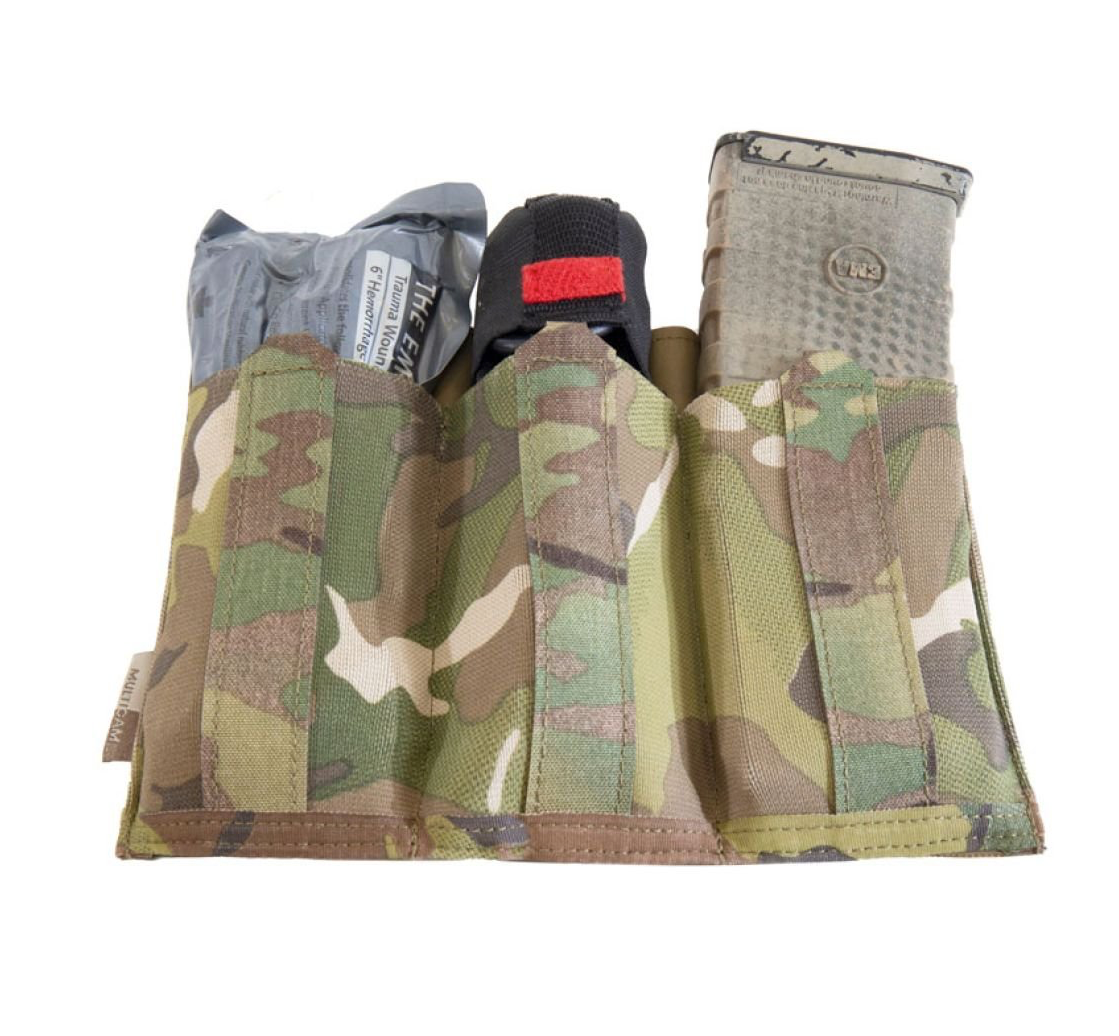 WARRIOR ASSAULT: Laser Cut Detachable Front Panel, Triple Bungee, Low Profile Elastic 5.56 Mag Pouch
