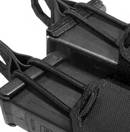 WARRIOR ASSAULT: Laser Cut Double Bungee Pistol Mag Pouch