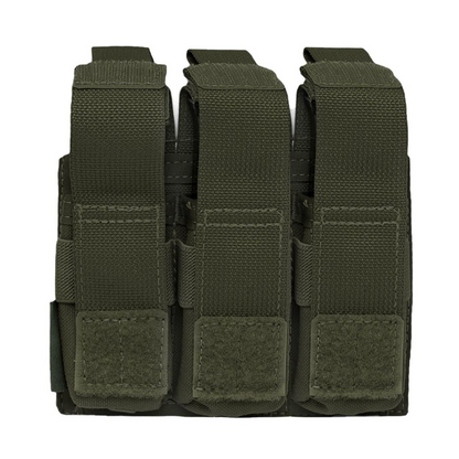WARRIOR ASSAULT: Triple 9mm Pistol Direct Action (DA) Mag Pouch