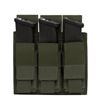 WARRIOR ASSAULT: Triple 9mm Pistol Direct Action (DA) Mag Pouch