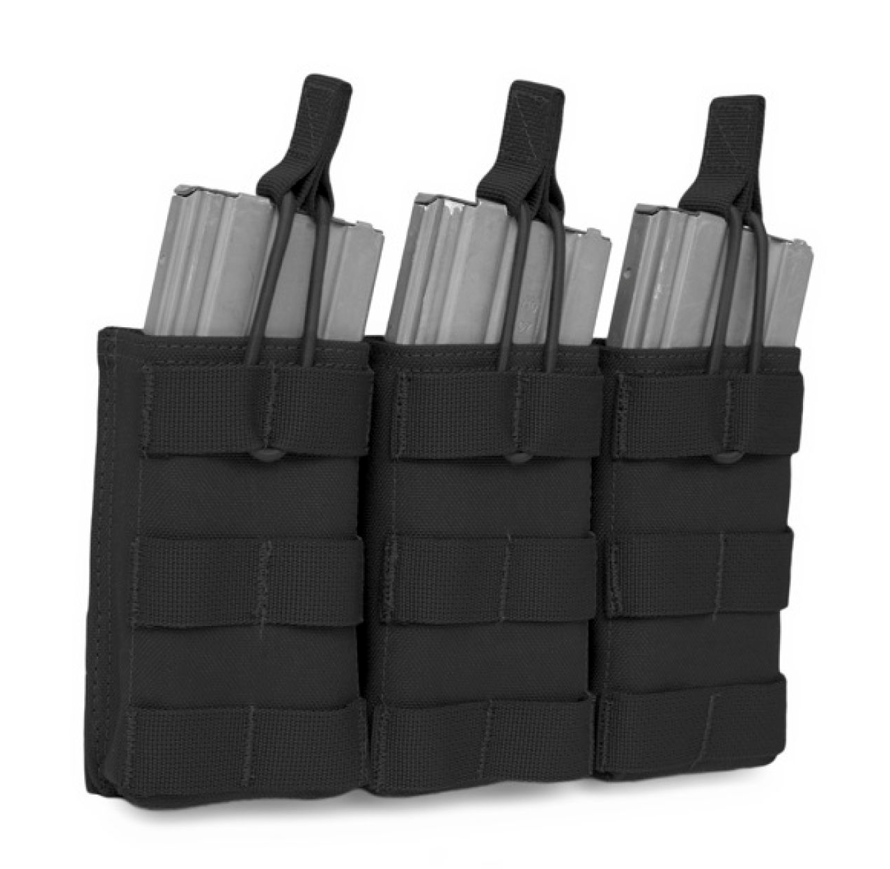 WARRIOR ASSAULT: Triple MOLLE Open M4 5.56mm Mag / Bungee Retention – 3 Mag Pouch