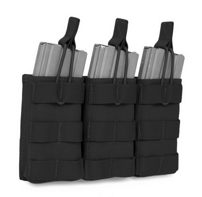 WARRIOR ASSAULT: Triple MOLLE Open M4 5.56mm Mag / Bungee Retention – 3 Mag Pouch