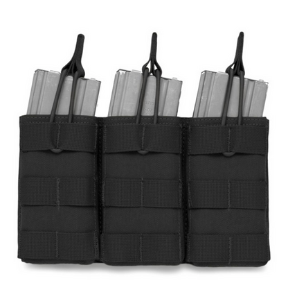 WARRIOR ASSAULT: Triple MOLLE Open M4 5.56mm Mag / Bungee Retention – 3 Mag Pouch