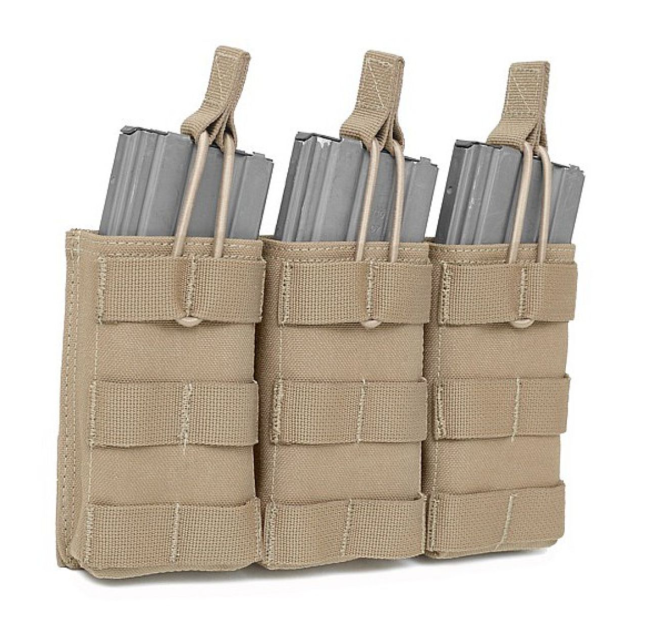 WARRIOR ASSAULT: Triple MOLLE Open M4 5.56mm Mag / Bungee Retention – 3 Mag Pouch
