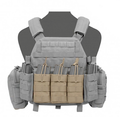 WARRIOR ASSAULT: Triple MOLLE Open M4 5.56mm Mag / Bungee Retention – 3 Mag Pouch