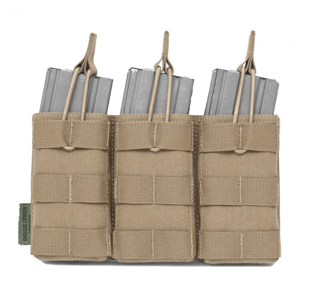WARRIOR ASSAULT: Triple MOLLE Open M4 5.56mm Mag / Bungee Retention – 3 Mag Pouch