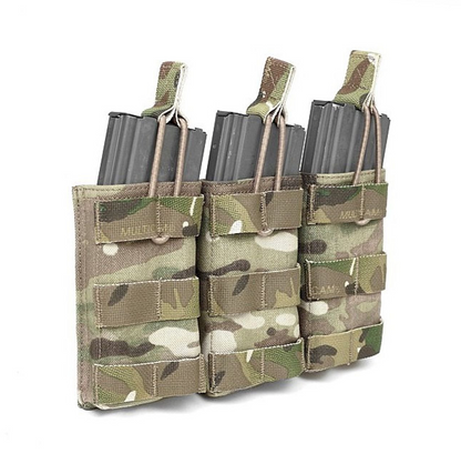 WARRIOR ASSAULT: Triple MOLLE Open M4 5.56mm Mag / Bungee Retention – 3 Mag Pouch