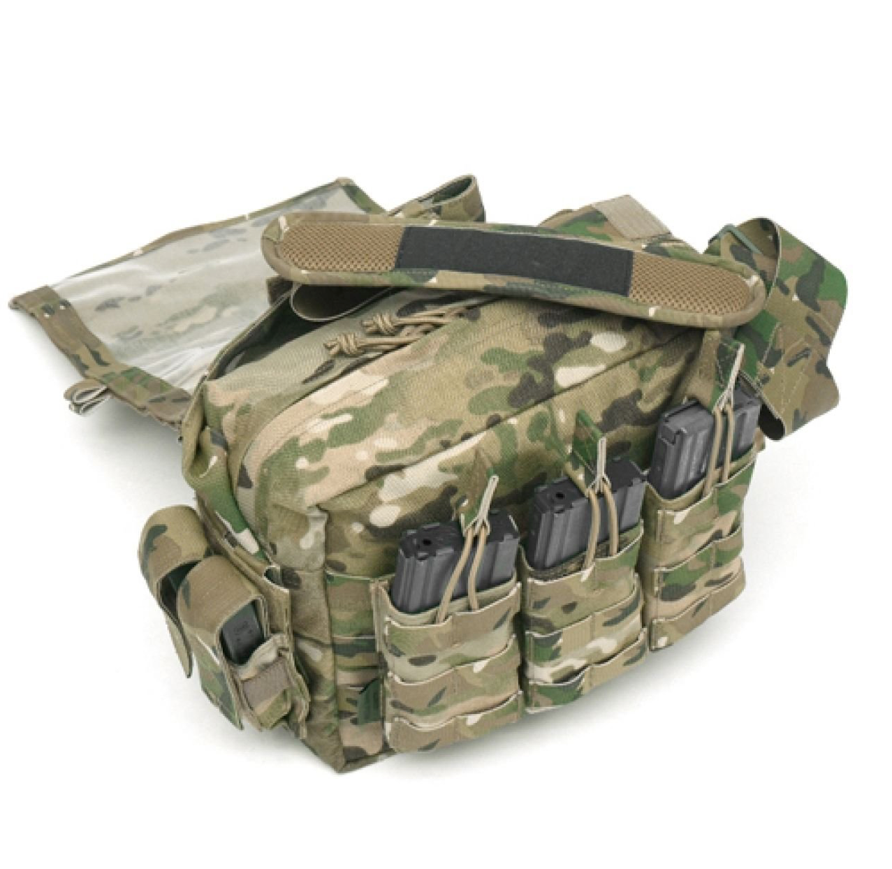 WARRIOR ASSAULT: Triple MOLLE Open M4 5.56mm Mag / Bungee Retention – 3 Mag Pouch