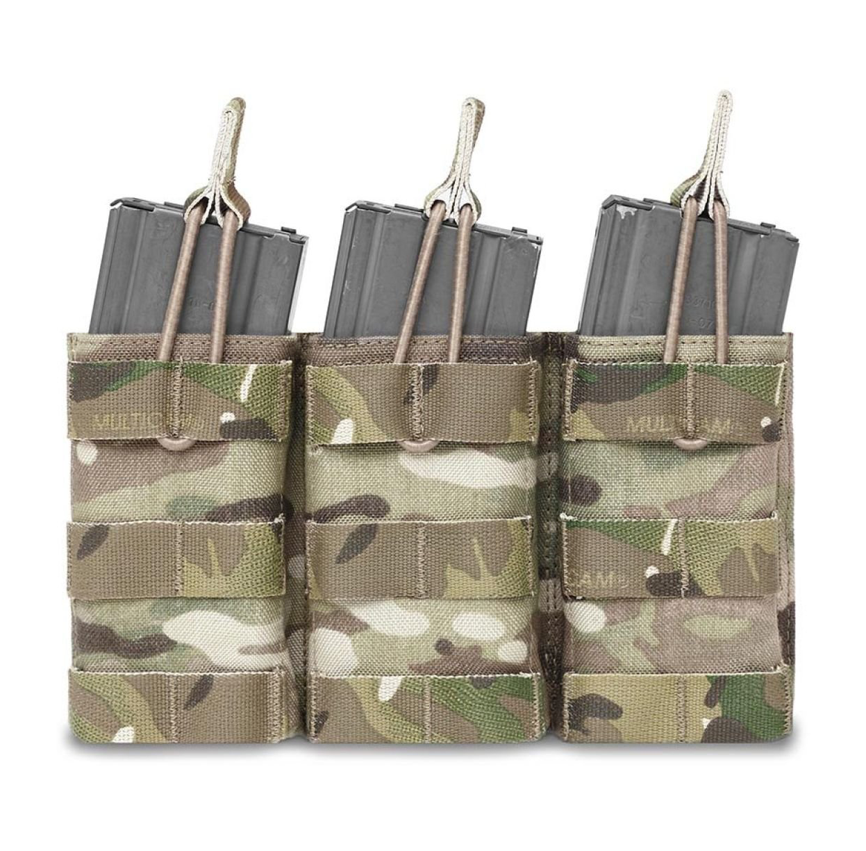 WARRIOR ASSAULT: Triple MOLLE Open M4 5.56mm Mag / Bungee Retention – 3 Mag Pouch