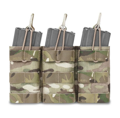 WARRIOR ASSAULT: Triple MOLLE Open M4 5.56mm Mag / Bungee Retention – 3 Mag Pouch