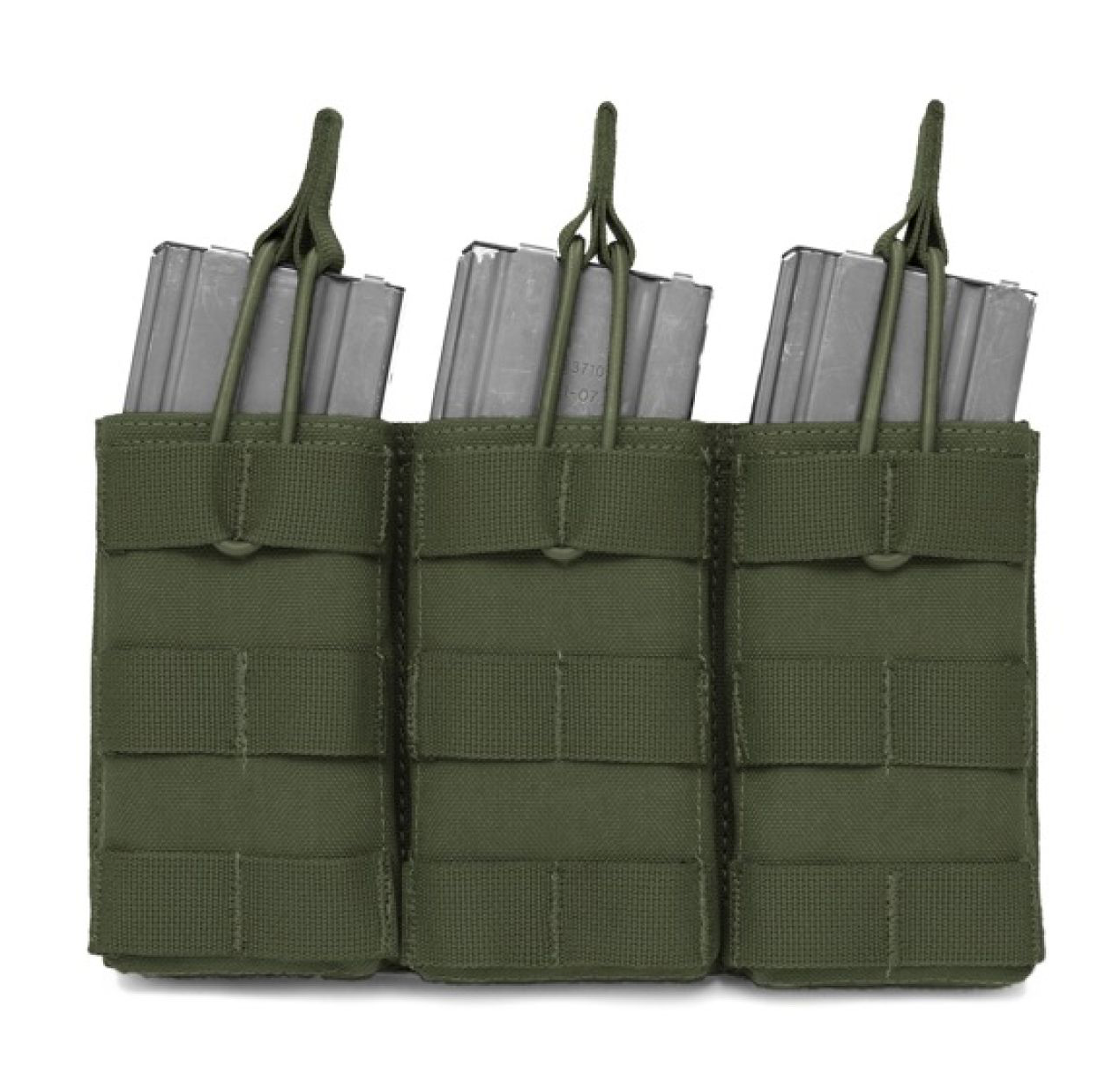 WARRIOR ASSAULT: Triple MOLLE Open M4 5.56mm Mag / Bungee Retention – 3 Mag Pouch