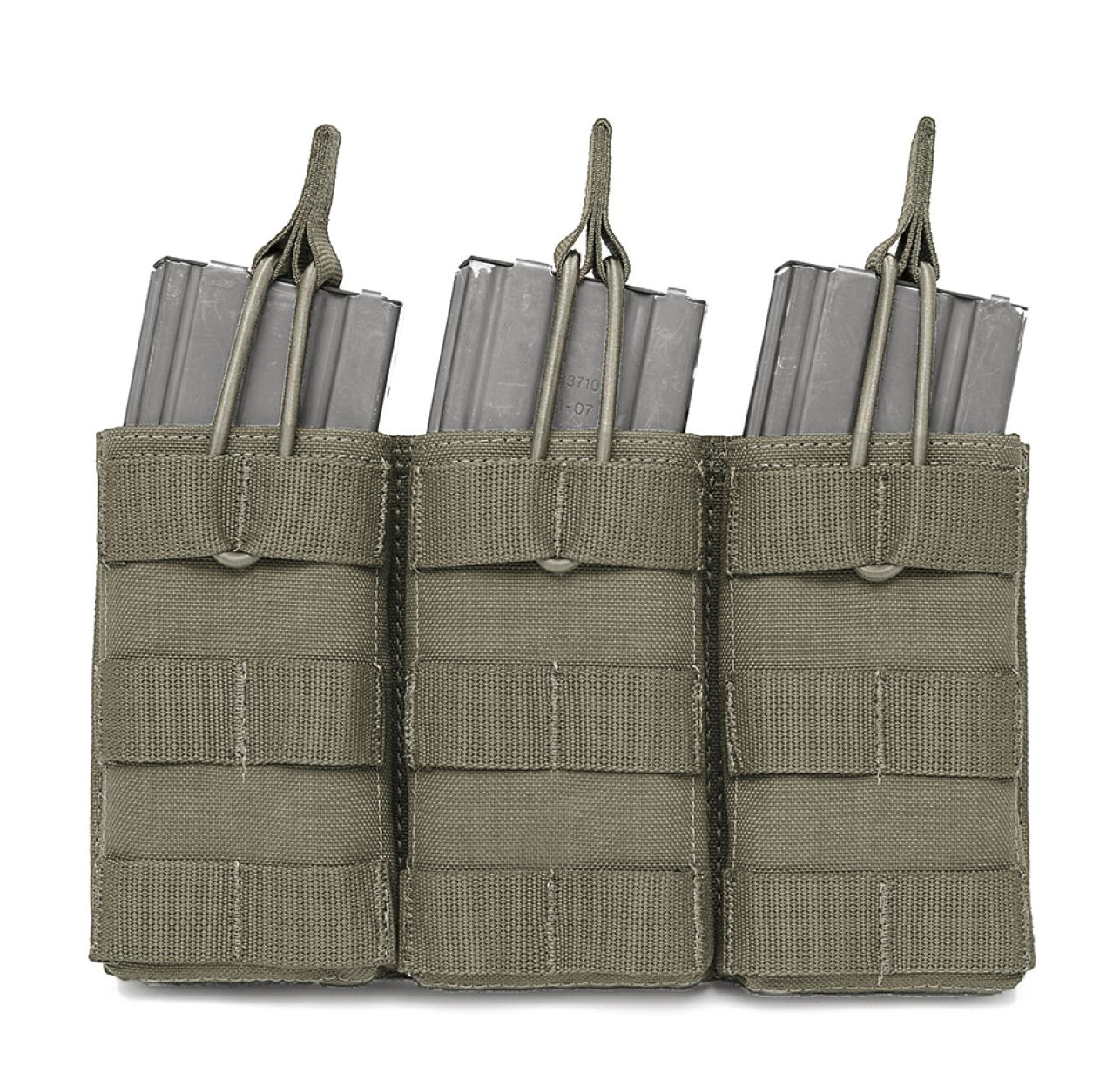 WARRIOR ASSAULT: Triple MOLLE Open M4 5.56mm Mag / Bungee Retention – 3 Mag Pouch