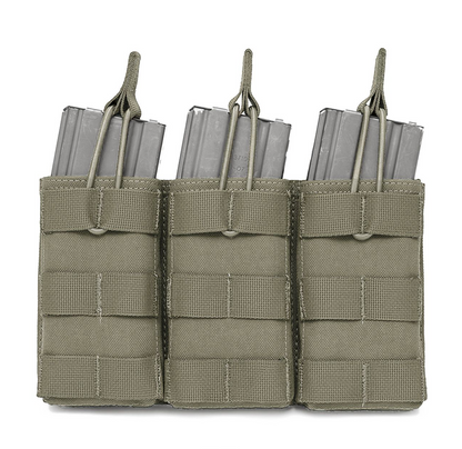 WARRIOR ASSAULT: Triple MOLLE Open M4 5.56mm Mag / Bungee Retention – 3 Mag Pouch