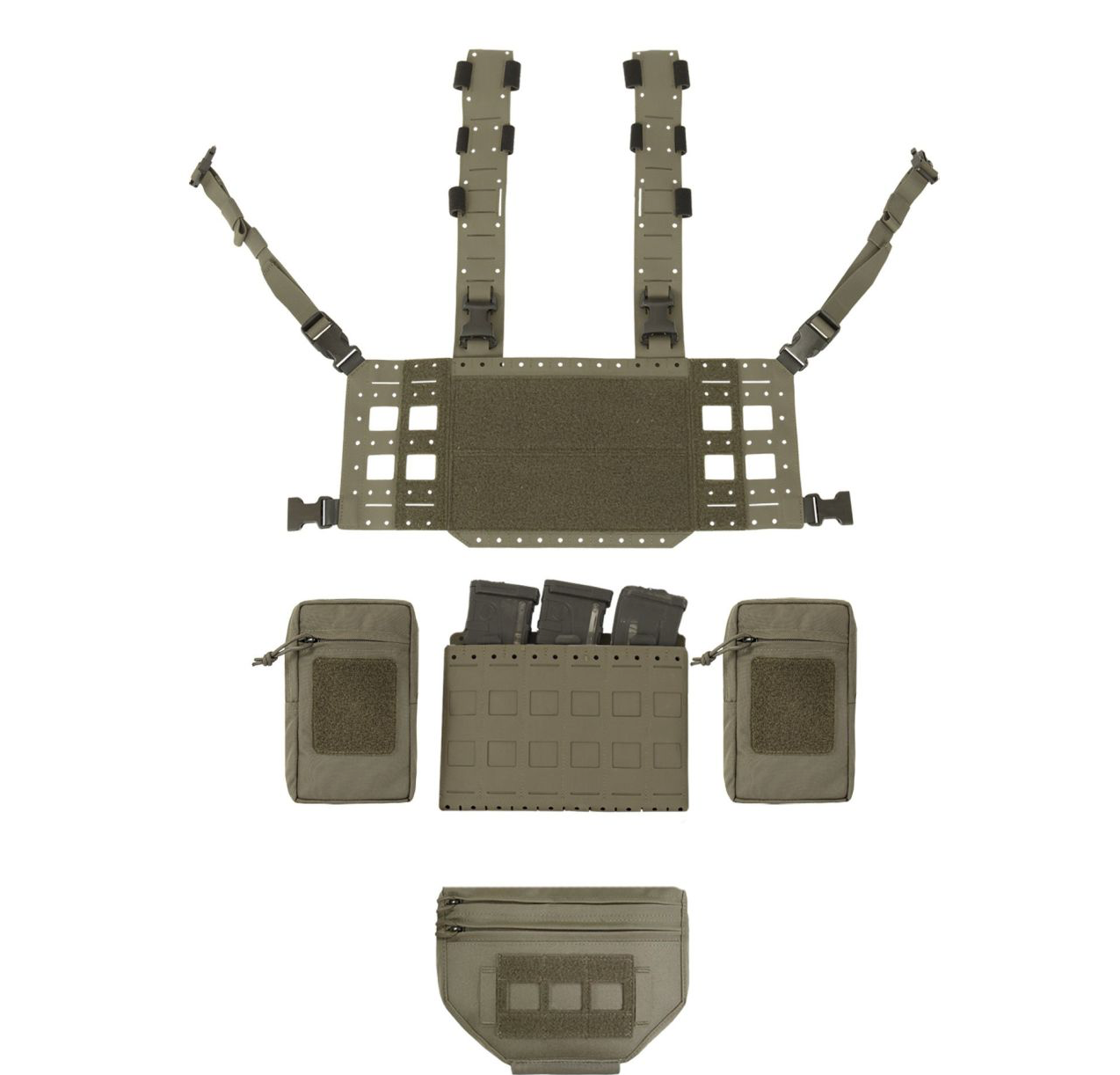 WARRIOR ASSAULT: Laser Cut Modular Chest Rig (MCR) MK1 TYPE 1 Chest Rig Delta (W-LC-MCR-H-MK1-TYPE-1) Bundle